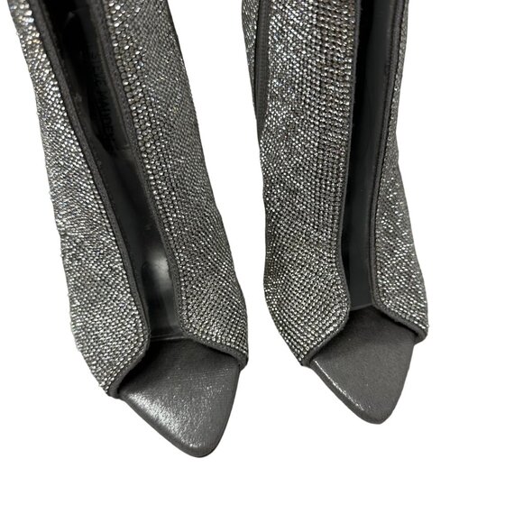 Steve Madden Finley-R Rhinestone Embellished Peep Toe Stiletto Boots Size 5.5 - Picture 7 of 11